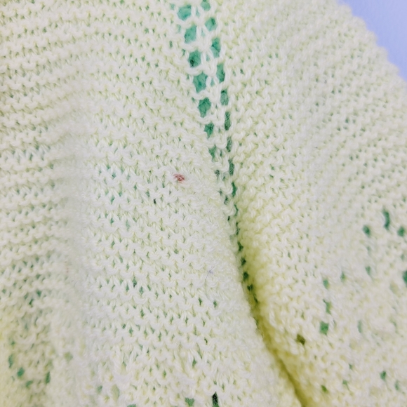 Infant Baby Crochet Dress And Sweater Set Hand Crafted Green And Yellow - Picture 13 of 16